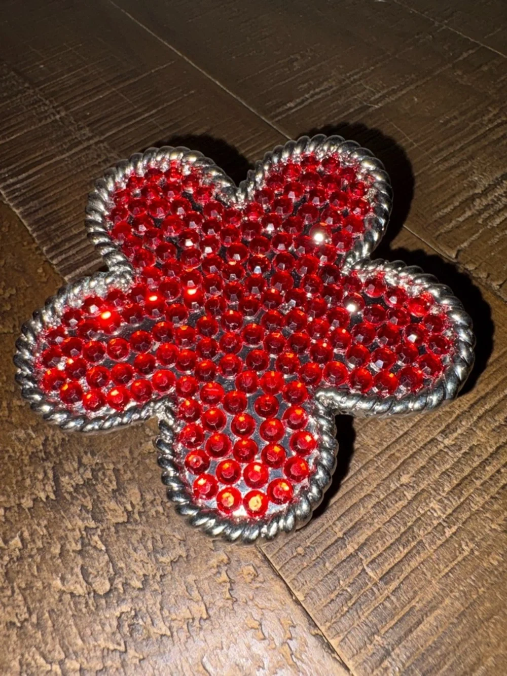 Red Rhinestone Floral Belt Buckle